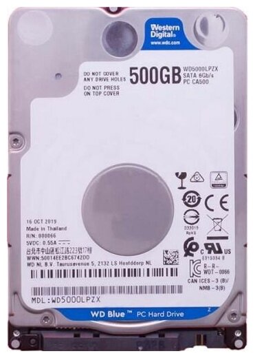 Жесткий диск 500GB SATA 6Gb/s Western Digital WD5000LPZX WD Blue 2.5" 5400rpm 128MB