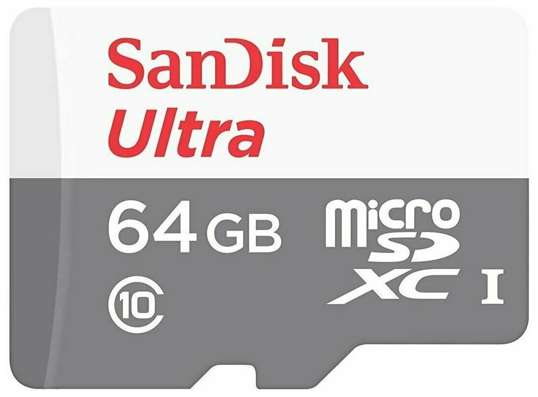 Карта памяти SanDisk Ultra microSDXC Cl.10 UHS-I 100MB/s 64 GB, R/W=100/10 (SDSQUNR-064G-GN3MN)