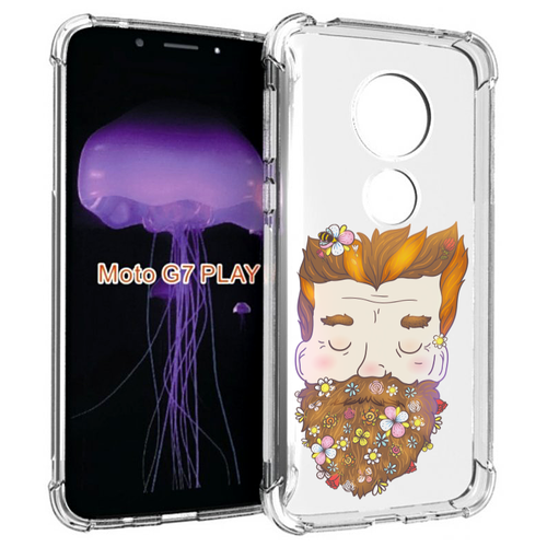 Чехол MyPads мужчина с цветами в бороде для Motorola Moto G7 Play задняя-панель-накладка-бампер чехол mypads мужчина с цветами в бороде для motorola defy 2021 задняя панель накладка бампер