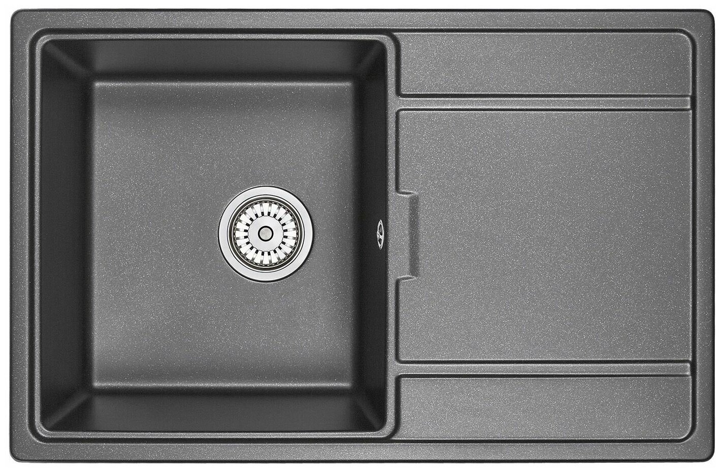 Кухонная мойка кварцевая Granula GR-7804 прямоугольная с крылом, врезная, чаша 380x430, цвет черный (7804bl)