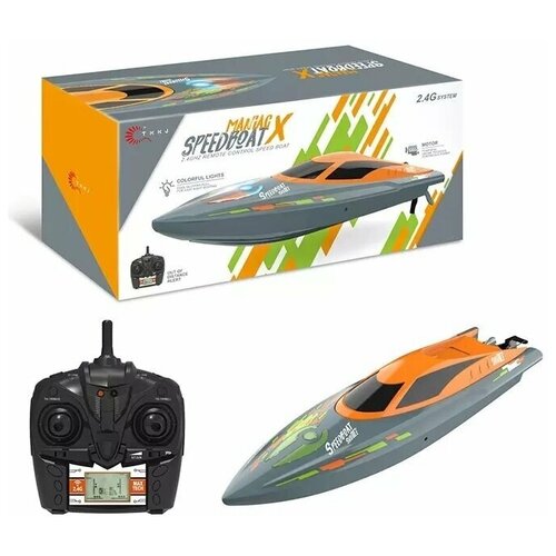 Модель высококачественного скоростного катера Speed Boat RC-X на радиоуправлении 1/36 с красочными огнями