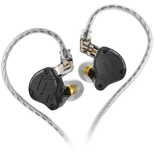 Гибридные наушники KZ ZS10 Pro X черные без микрофона kz zsx terminator 5ba 1dd 12 unit hybrid in ear earphones hifi metal headset music sport kz zs10 pro as12 as16 zsn pro c12 dm7