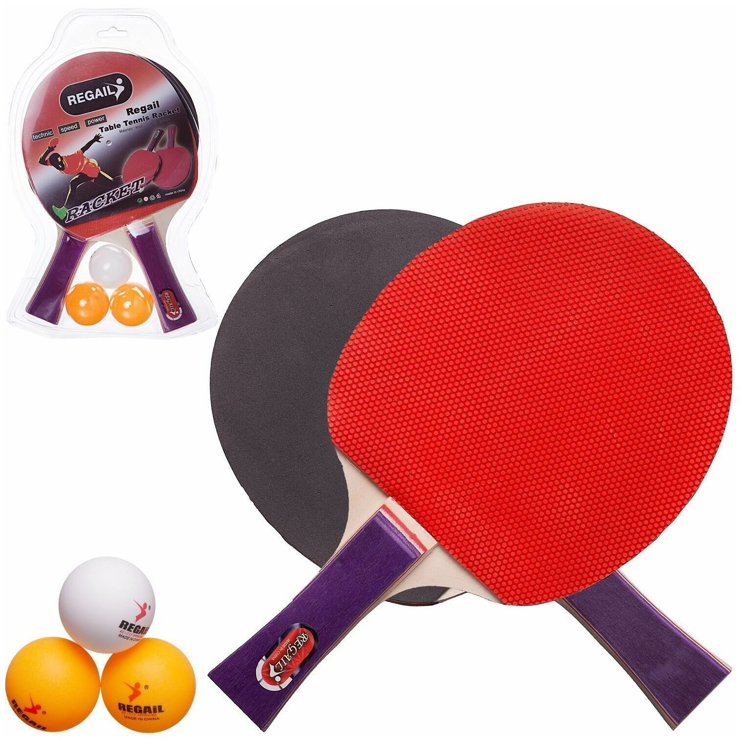 Пинг-понг: 2 ракетки, 3 шара (6678Z) Junfa - фото №4