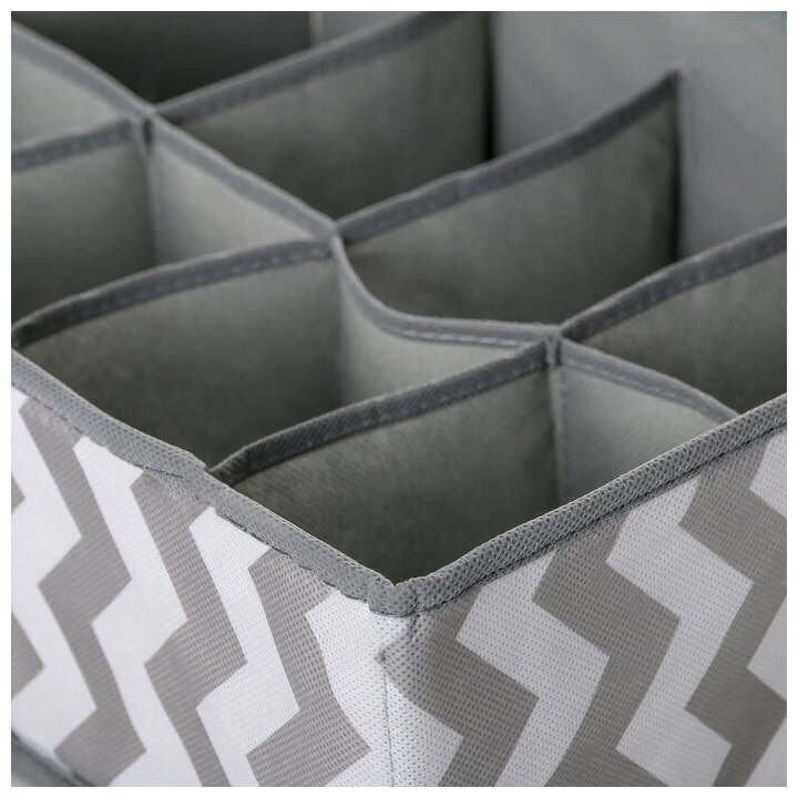 Органайзер для хранения белья «Зигзаг», 8 отделений, 32×24×12 см, цвет серый - фотография № 5