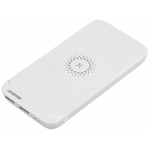 Портативный аккумулятор Power Bank Digma DGPQ10E 10000mAh 3A QC PD 20W 2xUSB беспроводная зарядка белый 188000₽