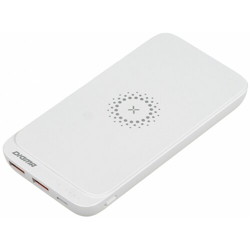 Портативный аккумулятор (Power Bank) Digma DGPQ10E 10000mAh 3A QC PD 20W 2xUSB беспроводная зарядка белый