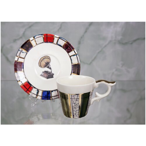 Чашка с блюдцем кофейная фарфоровая 