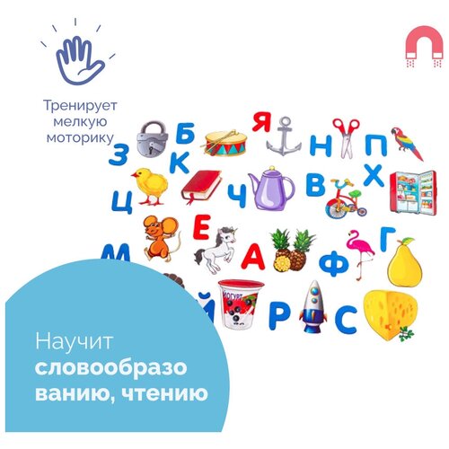 азбука на магнитной основе русский алфавит 2 листа Магнитный набор Алфавит-ассоциации в пакете, развивающие обучающие игры для детей, изучаем буквы