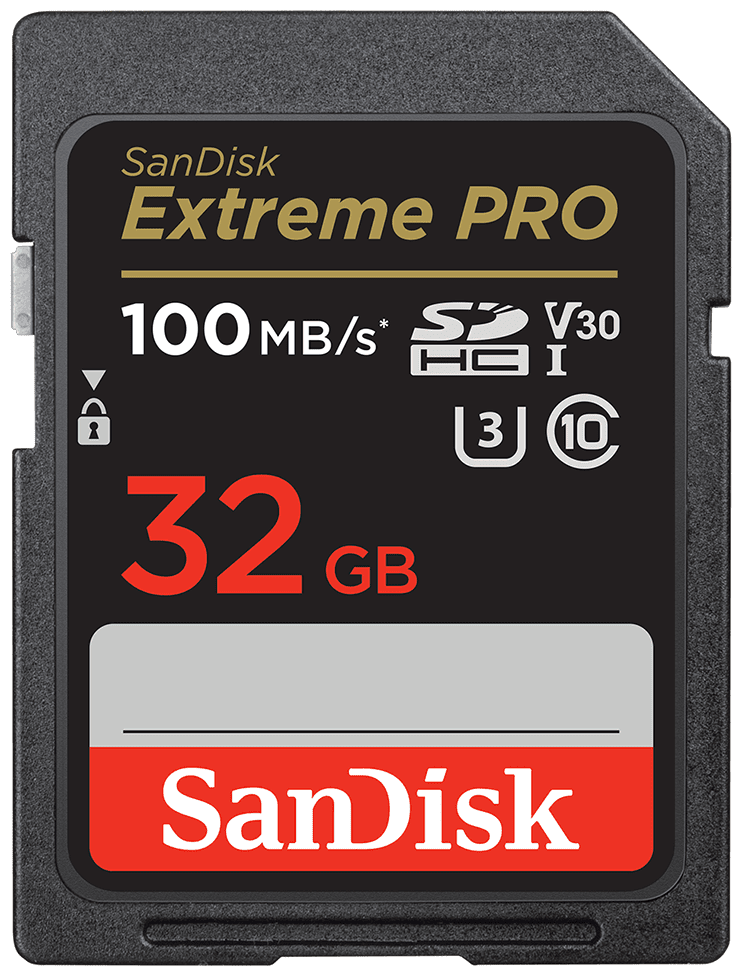 Карта памяти SanDisk Extreme Pro SD UHS I 32GB Card for 4K Video for DSLR and Mirrorless Cameras 100MB/s Read & 90MB/s Write, Lifetime Warranty