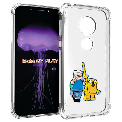 Чехол MyPads время приключений лего для Motorola Moto G7 Play задняя-панель-накладка-бампер