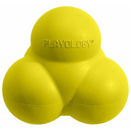 Playology хрустящий жевательный тройной мяч SQUEAKY BOUNCE BALL с пищалкой и с ароматом курицы, желтый