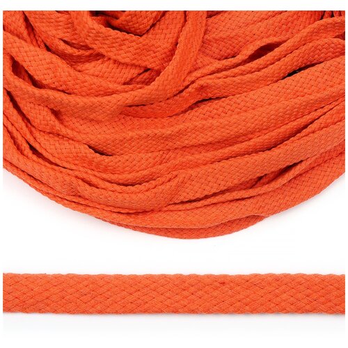 Шнур плоский х/б 15мм турецкое плетение TW цв.008 оранжевый уп.50м