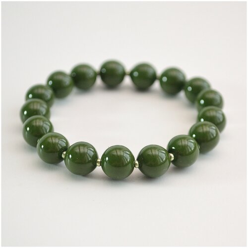 фото Темно-зеленый браслет из фарфоровых бусин 10 мм, размер 18 см tularmodel