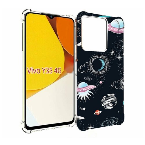 Чехол MyPads космос-мини-картинки для Vivo Y35 4G 2022 / Vivo Y22 задняя-панель-накладка-бампер