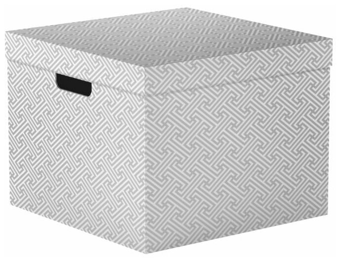 Картонная коробка с крышкой , складная, для хранения, цвет серый Орнамент, 32х32х25 см