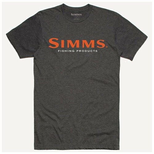 фото Simms футболка logo t-shirt charcoal heather, мужской, l активный отдых