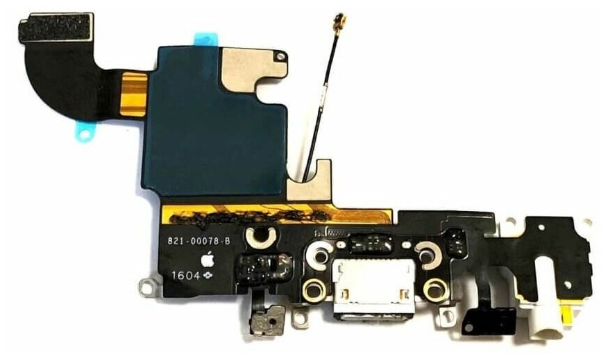 Нижний шлейф для iPhone 6S (Original) с разъемами зарядки, наушников и микрофоном Серый