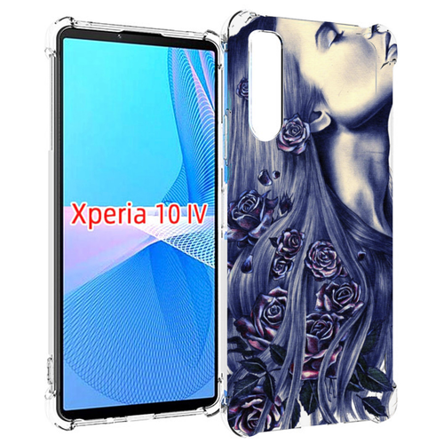 Чехол MyPads Девушка с розами женский для Sony Xperia 10 IV (10-4) задняя-панель-накладка-бампер чехол mypads девушка с мотоциклом для sony xperia 10 iv 10 4 задняя панель накладка бампер