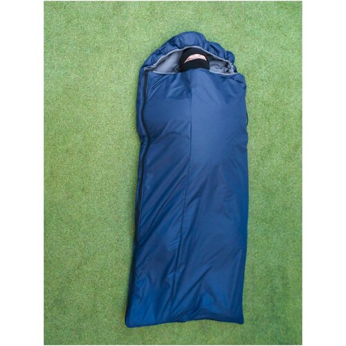 фото Спальный мешок спальник-одеяло синий с серым флисом / спальник туристический нет бренда