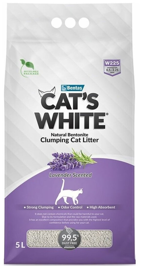 Комкующийся наполнитель Cat's White Lavender с нежным ароматом лаванды для кошачьего туалета (10л) - фотография № 15