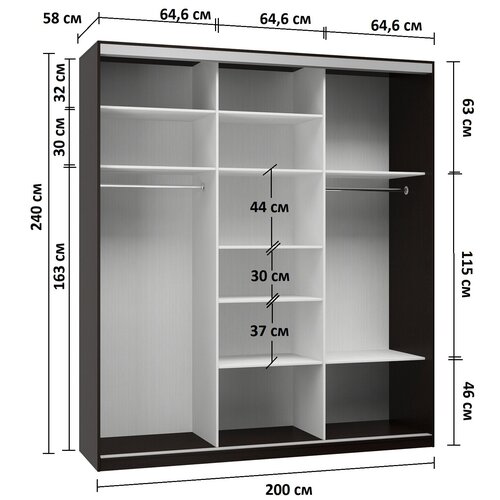Шкаф-купе Армариум венге + зеркало 200х58х240 см