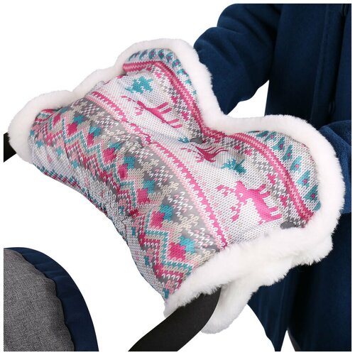 Муфта для рук на коляску/на санки Nika Вязанный Розовый