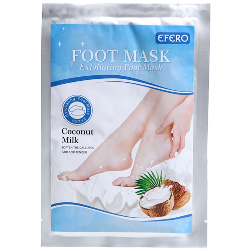 EFERO Маска-носки для ног Coconut milk, 55 г, 1 уп. отшелушивающая маска носки для ног на основе кокосового молока 1 пара