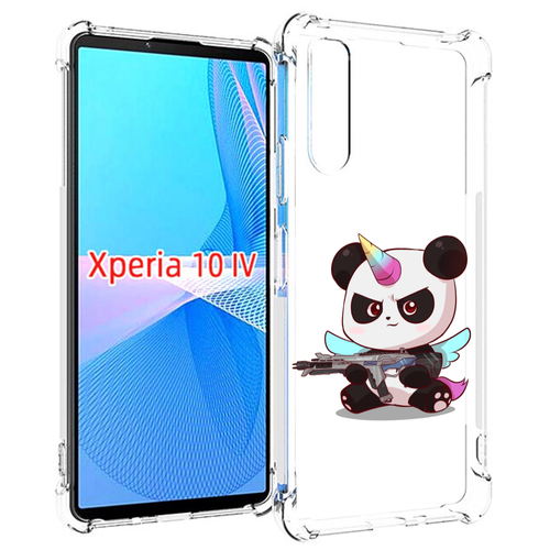 Чехол MyPads панда-единорог детский для Sony Xperia 10 IV (10-4) задняя-панель-накладка-бампер