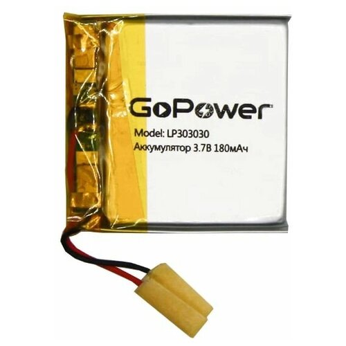 Аккумулятор литий-полимерный Li-Pol GoPower LP303030 3.7V 180mAh аккумулятор литий полимерный li pol gopower lp602035 pk1 3 7v 350mah