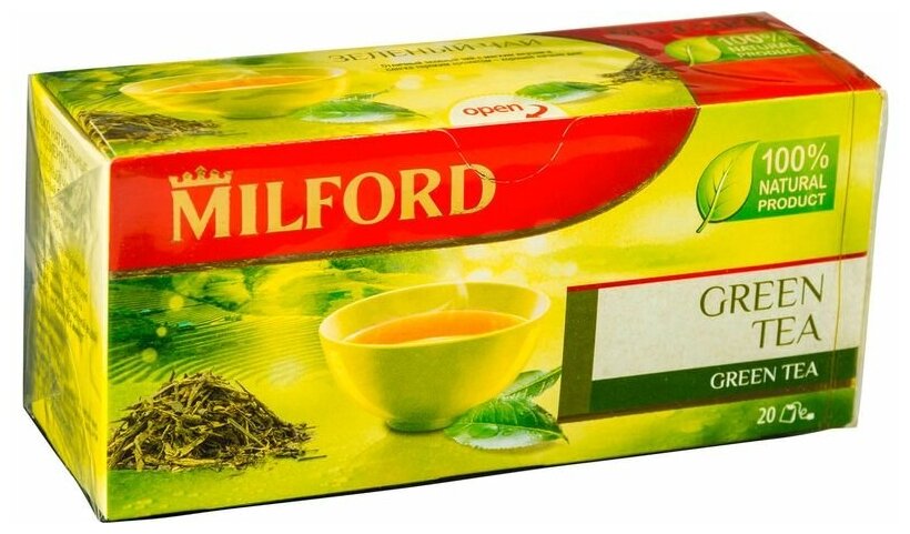 Чай зеленый MILFORD зеленый ЧАЙ байховый в пакетиках, 20 шт. - фотография № 2