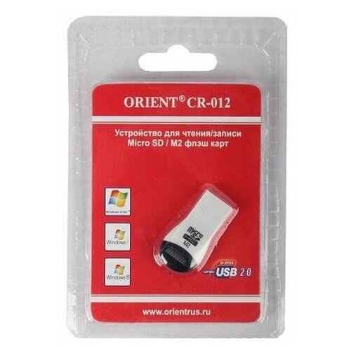 Картридер внешний ORIENT CR-012 microSD черный/белый/красный