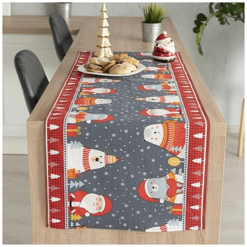Дорожка на стол 45х145, Рогожка, Хлопок, Вселенная текстиля, сервировка стола, № 29109/1 Счастливый праздник
