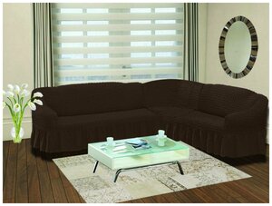 Чехол на диван угловой правосторонний BULSAN 2+3 коричневый