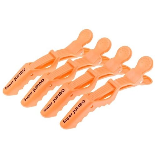 Зажимы для волос Harizma пластиковые усиленные JUMBO 4 шт, оранжевые 8 шт пластиковые самоклеящиеся зажимы для установки окон