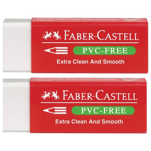 Набор ластиков Faber-Castell PVC-Free (прямоугольный, 56x20x7мм, картон. футляр) блистер, 2шт, 10 уп. (189524)