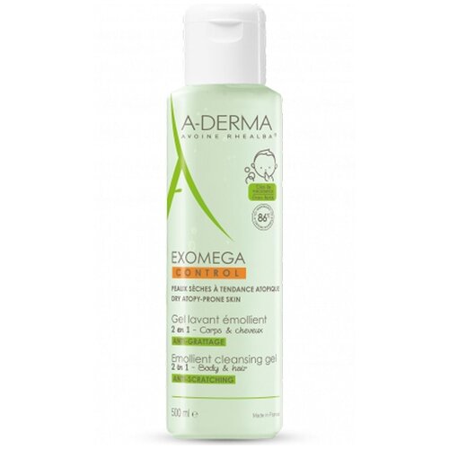Купить A-DERMA Exomega Control адерма экзомега CONTROL Очищающий гель 2-в-1 для тела и волос 500 мл, зеленый