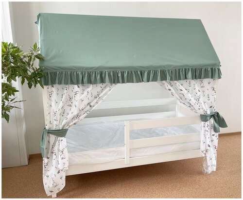 Текстиль на кроватку домик 160х80 (зайчики/зеленый) ТД-7