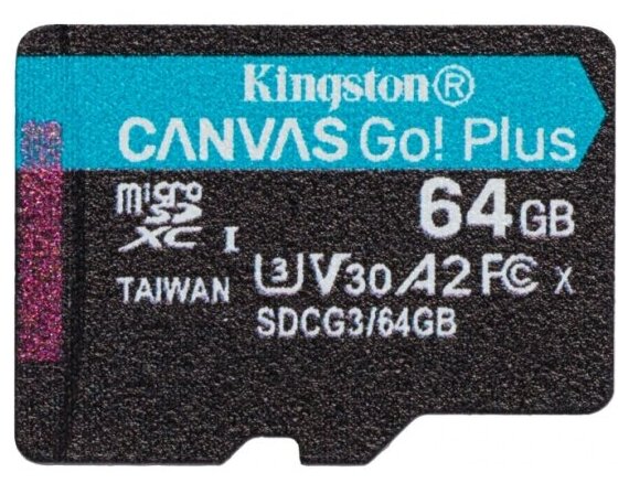 Карта памяти Kingston micro SDXC 64Gb Canvas Go Plus UHS-I U3 A2 (170/70 MB/s) — фото 1