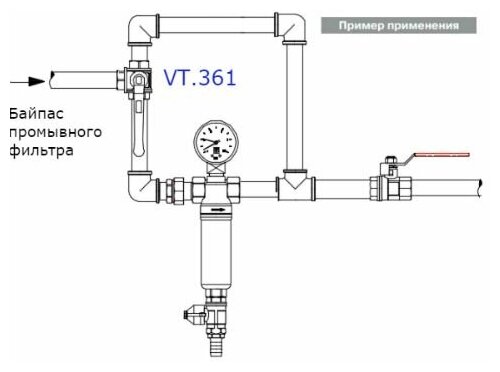 Кран шаровой трехходовой тип Т 1/2" резьба внутренняя VALTEC