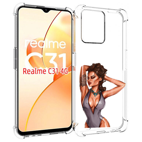 Чехол MyPads Роскошная-девушка женский для OPPO Realme C31 задняя-панель-накладка-бампер