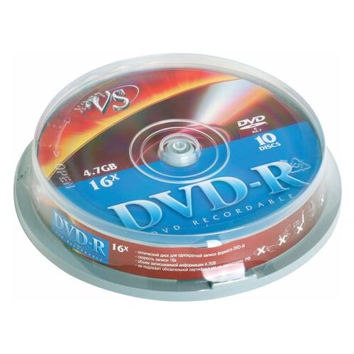 Диски DVD-R VS 4 7 Gb Cake Box (упаковка на шпиле) комплект 10 шт, 4 шт