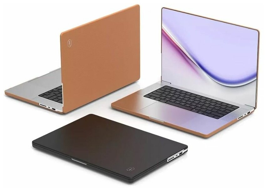 Чехол для ноутбука WiWU Leather Shield Case для Macbook 16.2" 2021, коричневый - фотография № 2
