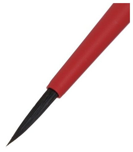 Кисть соболь-микс круглая Roubloff "Aqua Red" ручка короткая красная, покрытие обоймы soft-touch - фото №3