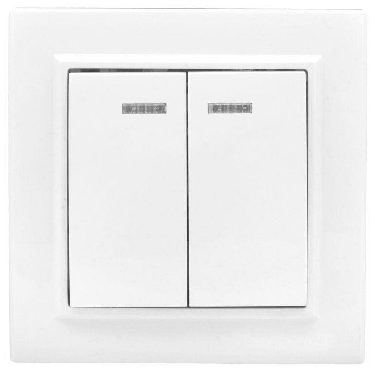 Выключатель 2-кл. СП Минск 10А IP20 с индикатором бел. Basic, EKF ERV10-123-10 (1 шт.)