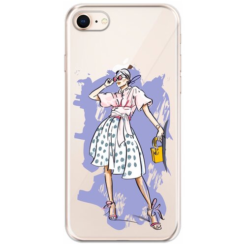 Силиконовый чехол Mcover для Apple iPhone 7 с рисунком Девушка в платье силиконовый чехол mcover для apple iphone 7 с рисунком девушка и косметика