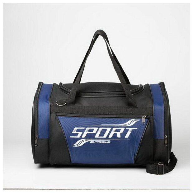 Сумка спортивная, 3 отдела на молниях, наружный карман, цвет чёрный/синий Luris 4675421 . - фотография № 5