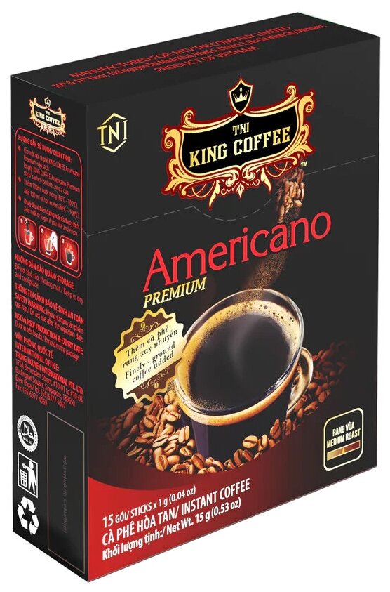 Кофе растворимый AMERICANO (американо) TNI KING COFFEE 15 стиков по 1 г