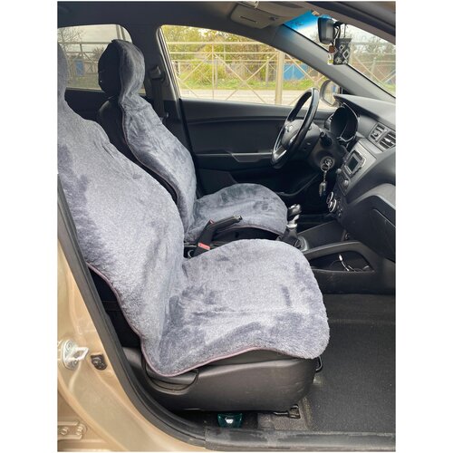 Меховая накидка из натуральной овечьей шерсти (80% шерсть, 20% акрил) / Серая