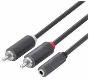 GCR Кабель-переходник аудио 2.0m jack 3,5mm / 2 х RCA , черный, F/M, GCR-51843