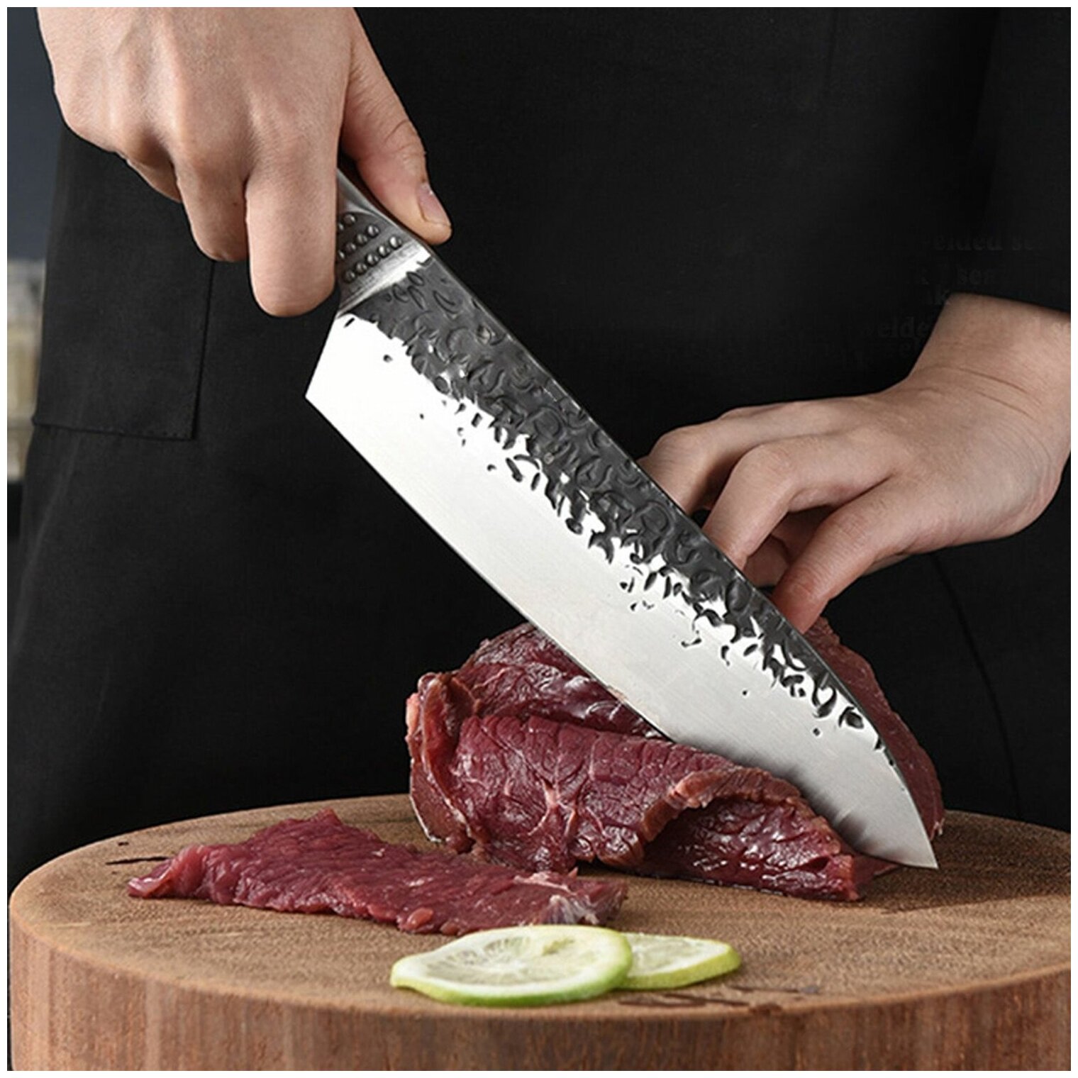 Kimatsugi / Традиционный японский поварской нож / Нержавеющая сталь AUS-8 / Длина лезвия 21 см / Кожаные ножны в комплекте - фотография № 14